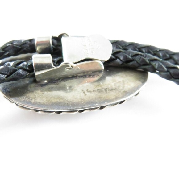 Circa 1960 Zuni Apache Ghan Crown Dancer Inlaid Sterling Silver Bolo Tie Bennett - Picture 7 of 11